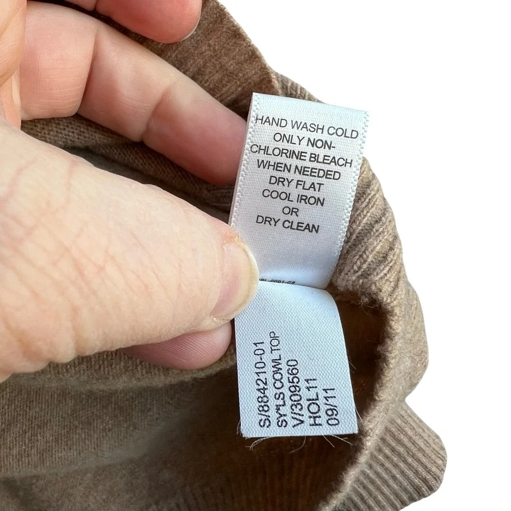 Banana Republic Merino Wool Cashmere Cowl Neck Sweater Tan S/884210-01 Medium